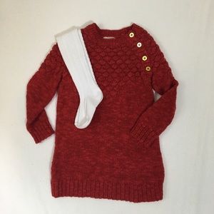 Osh Kosh Red Knit Dress & New Cable Knit Tights